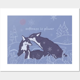 Softness is Power - cute foxes (with background) Posters and Art